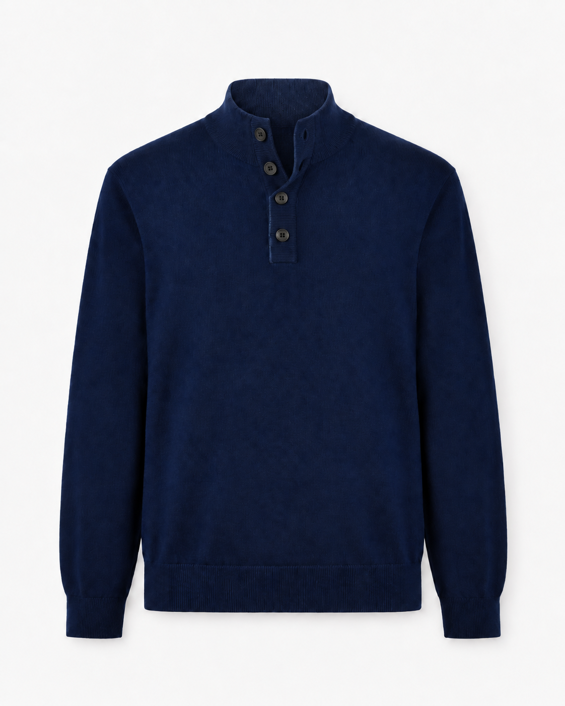 Jersey con media cremallera en lana merino y cashmere azul marino 