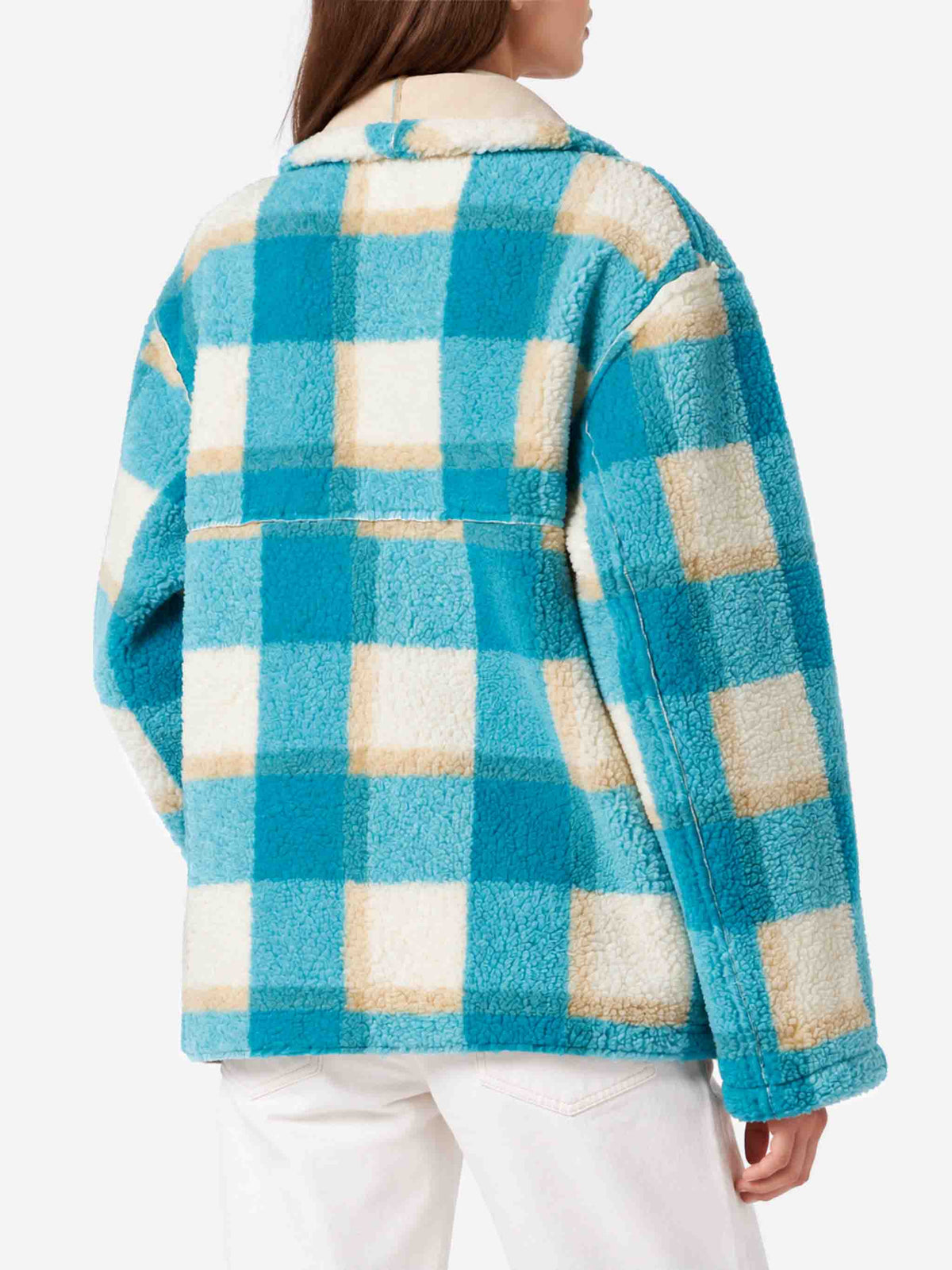Veste Dorys réversible effet shearling avec imprimé tartan 
