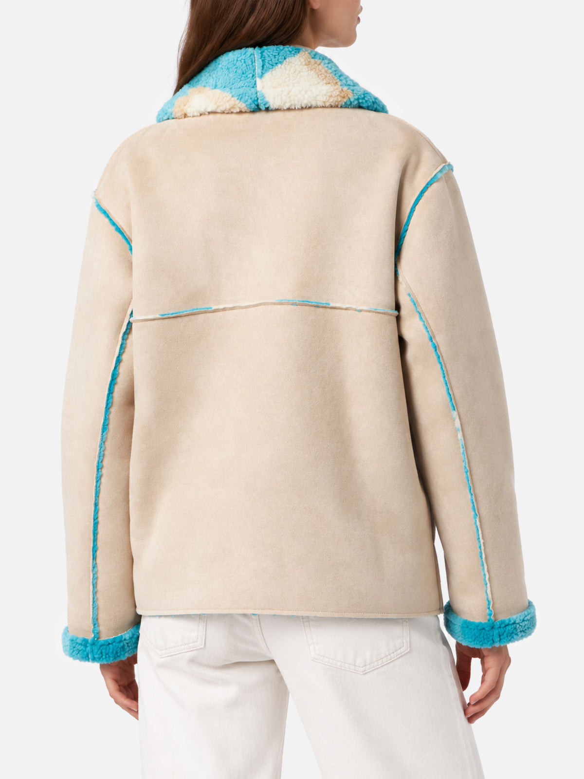 Veste Dorys réversible effet shearling avec imprimé tartan 