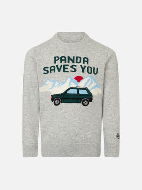 Boy crewneck sweater with Panda saves you jacquard