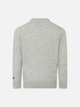 Boy crewneck sweater with Panda saves you jacquard