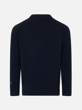 Boy crewneck sweater with Cortina postcard print