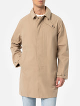 Beige stretch fabric trench Elbert with welt