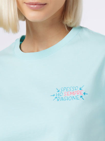 T-shirt girocollo da donna Emilie in jersey di cotone con ricamo Spesso ho Sempre Ragione INSULTI LUMINOSI SPECIAL EDITION