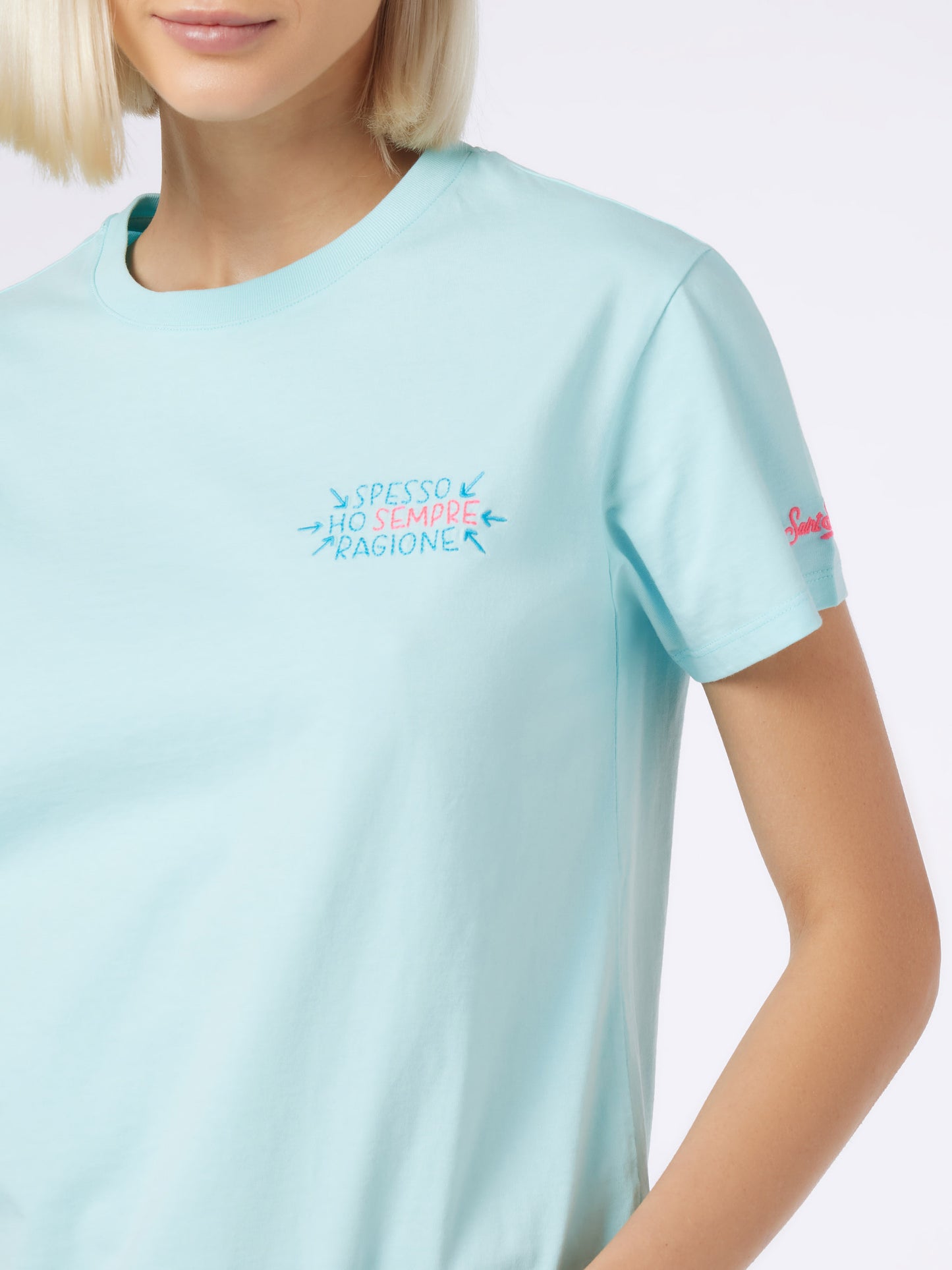 T-shirt girocollo da donna Emilie in jersey di cotone con ricamo Spesso ho Sempre Ragione INSULTI LUMINOSI SPECIAL EDITION