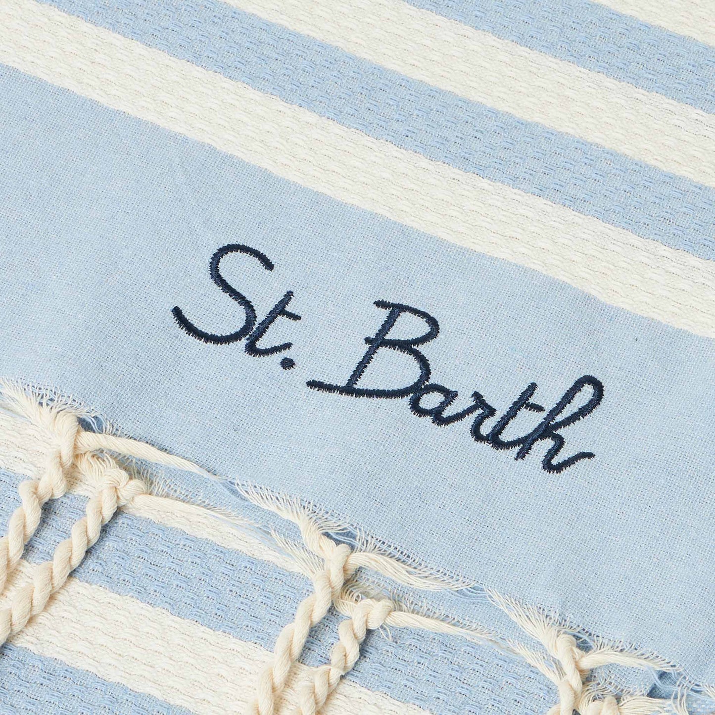 Foutas beach towel with light blue and white stripes