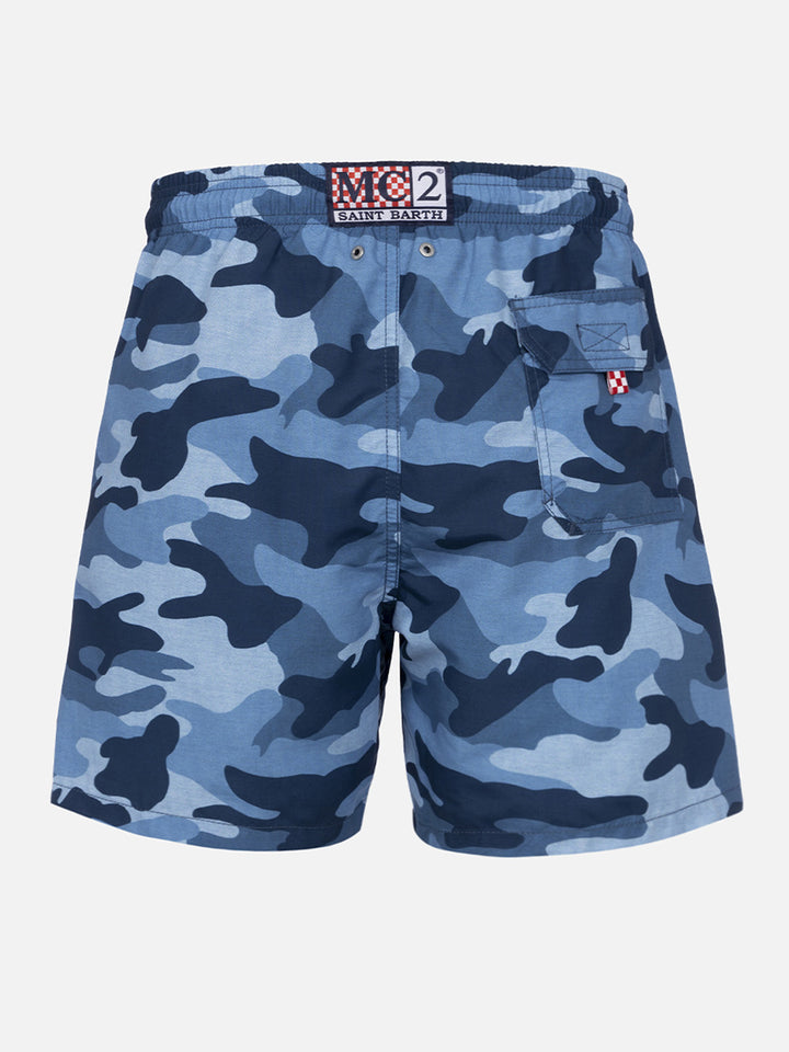 Man mid-length Gustavia swim-shorts with camouflage print