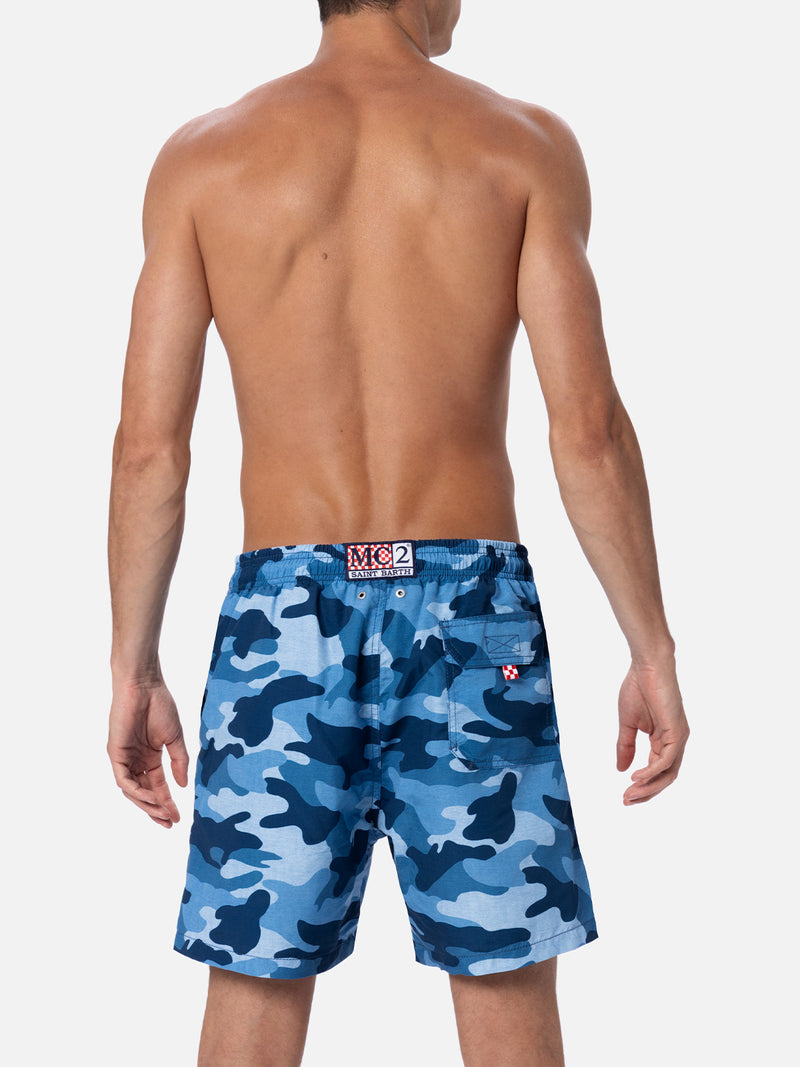 Man mid-length Gustavia swim-shorts with camouflage print