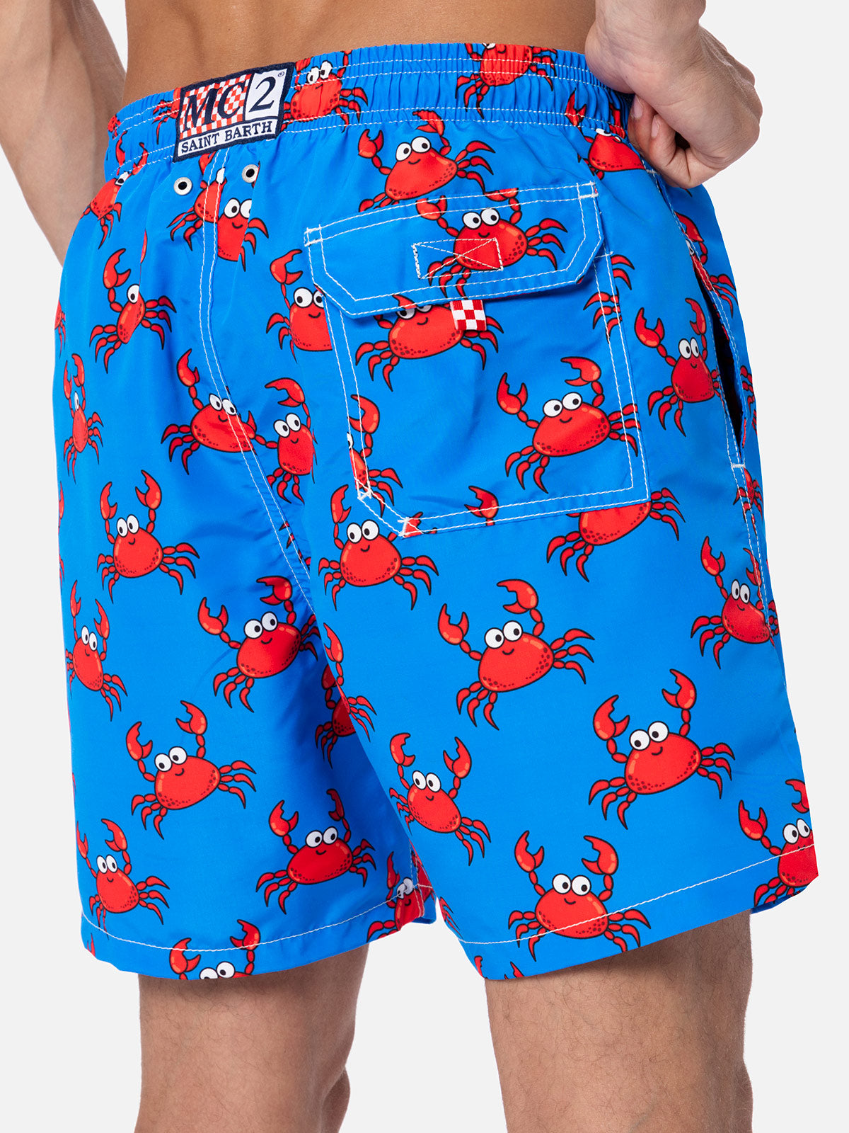 Man mid length Gustavia swim shorts with crab print MC2 Saint Barth