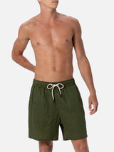 Costume da uomo medio lungo in lino verde militare Gustavia