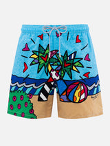 Mittellange Gustavia-Badeshorts für Herren mit platziertem Britto-Design| BRITTO SONDEREDITION