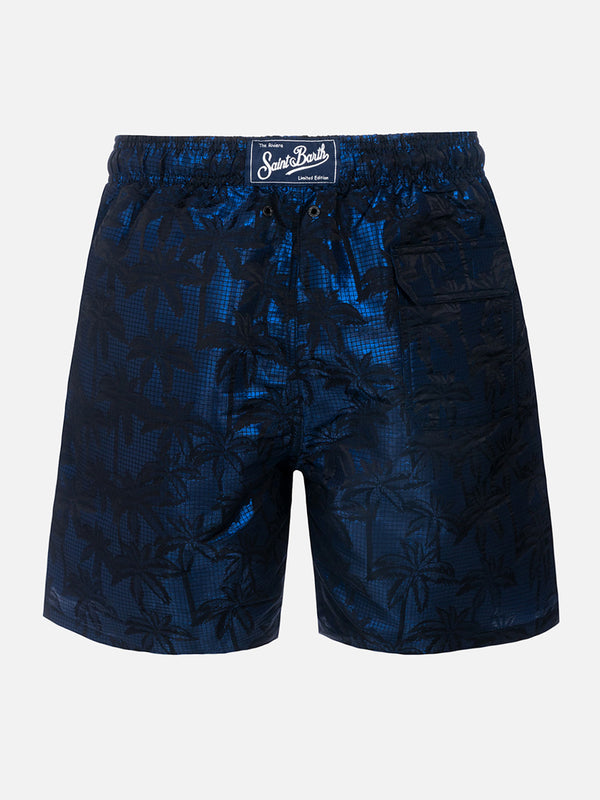 Man ripstop fabric swim shorts Harbour The Riviera with palm jacquard