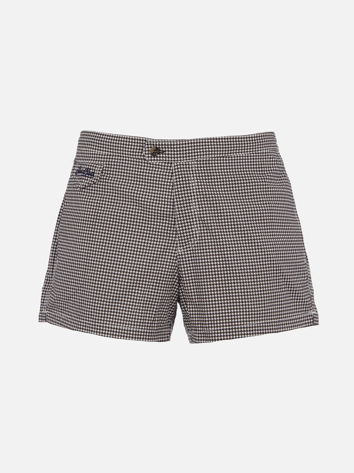 Man fitted cut swim shorts Harrys with pied de poule print
