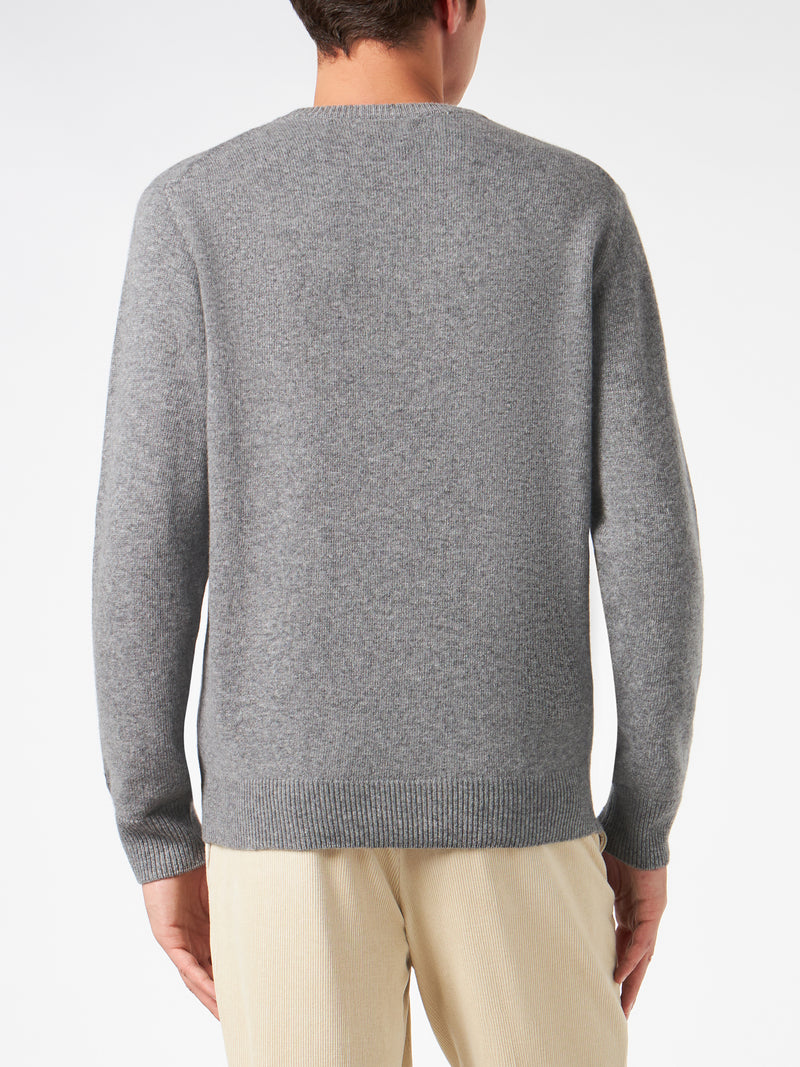 Man crewneck sweater with Cortina hat jacquard print