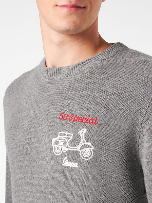 Herrenpullover mit Rundhalsausschnitt und Vespa-Stickerei | VESPA© SONDEREDITION