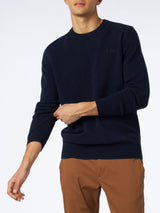 Man crewneck blue sweater with St. Barth embroidery