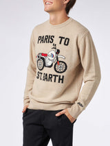 Herrenpullover mit „Paris to St.Barth“-Frontprint