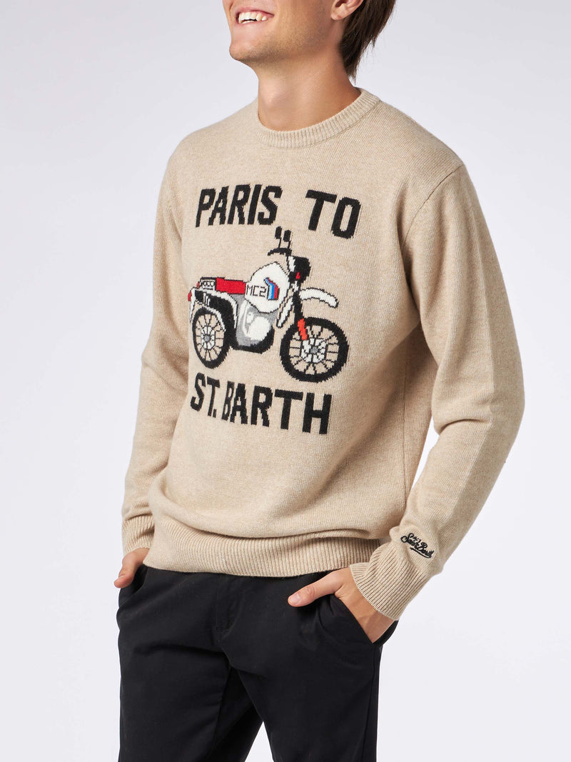 Herrenpullover mit „Paris to St.Barth“-Frontprint