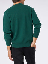 Man crewneck green sweater with St. Barth embroidery