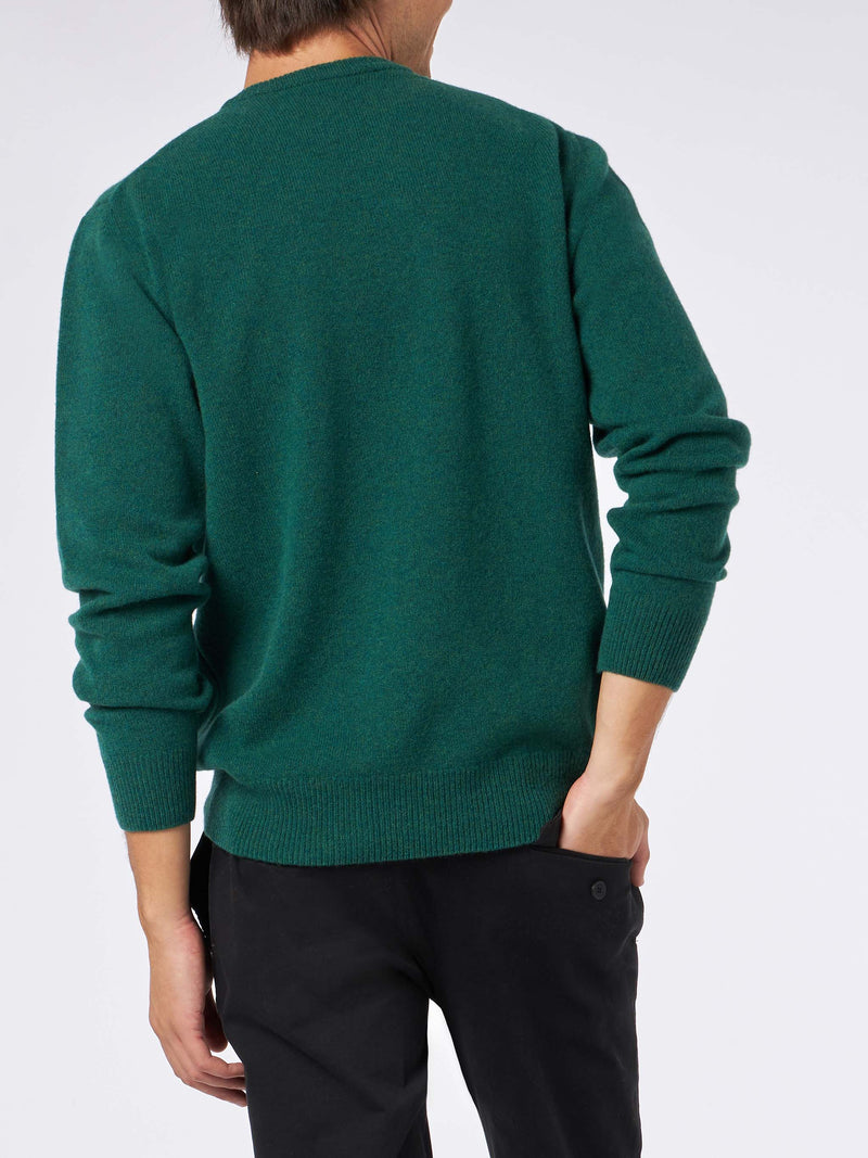 Maglia da uomo girocollo verde con ricamo St. Barth