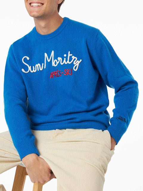 Man crewneck sweater with Sun Moritz Après Ski embroidery - MC2 Saint Barth
