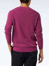 Maglia da uomo fucsia in lana stretch con ricamo St. Barth