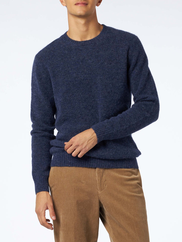 Man navy blue stretch wool sweater with St. Barth embroidery - MC2 Saint Barth