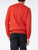 Man crewneck orange sweater with St. Barth embroidery