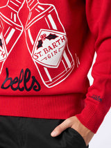 Maglia da uomo rossa stampa Gin-Gle Bells