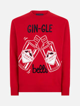 Maglia da uomo rossa stampa Gin-Gle Bells