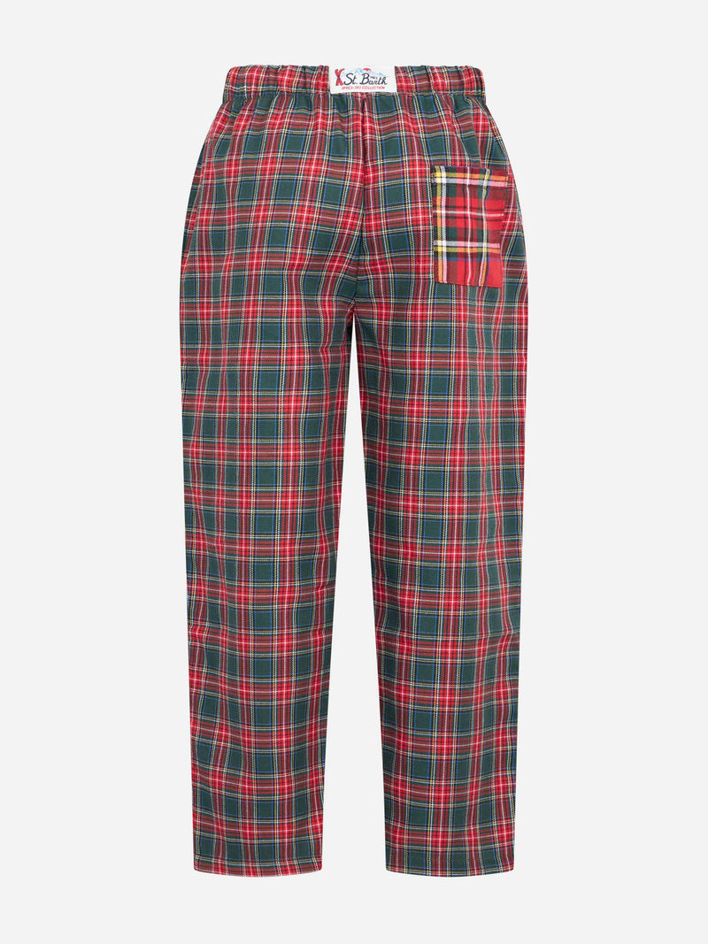 Kid pajama pants with tartan print