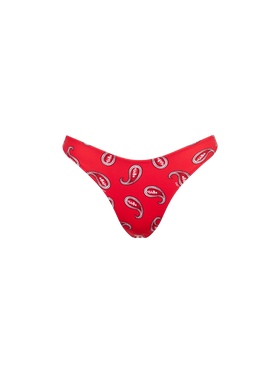 Woman cheeky swim briefs with paisley print
