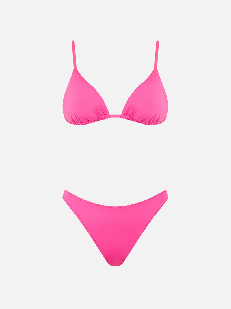 Woman fucsia triangle bikini