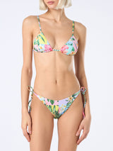 Triangel-Bikini mit Aufnäher und Blumenmuster