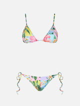 Patch flower color triangle bikini