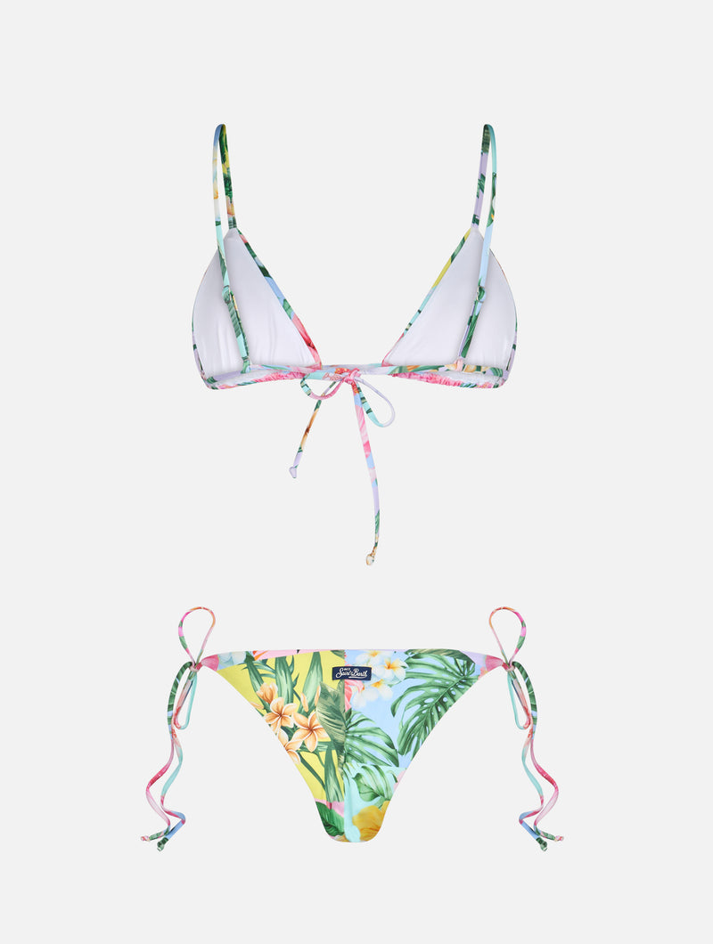 Patch flower color triangle bikini