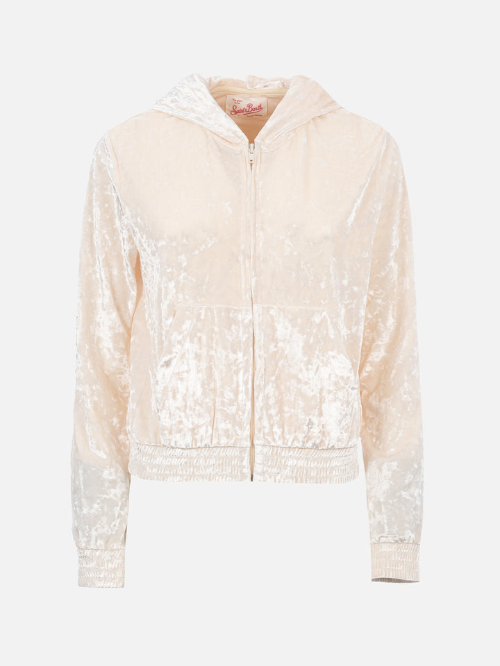 Woman chenille zipped hoodie Jasmine - MC2 Saint Barth