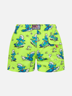 Mittellange Jeans-Badeshorts für Jungen mit Schlumpf-Aufdruck | DIE SCHMURF-SONDEREDITION