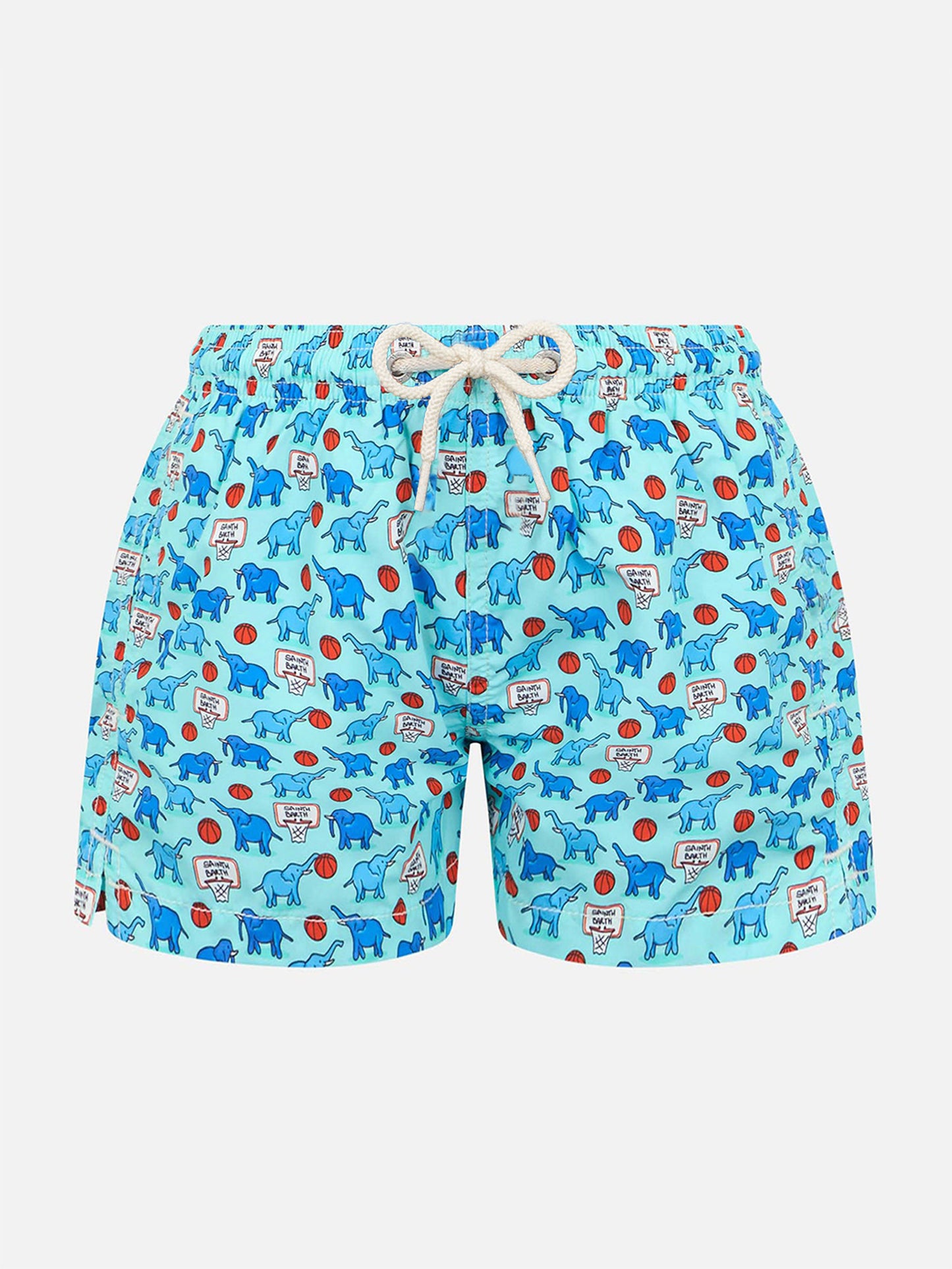 Boy lightweight fabric swim-shorts Jean Lighting with elephant print