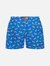 Boy lightweight fabric swim-shorts Jean Lighting with dogs print