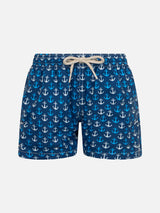 Boy lightweight fabric swim-shorts Jean Lighting with anchor print