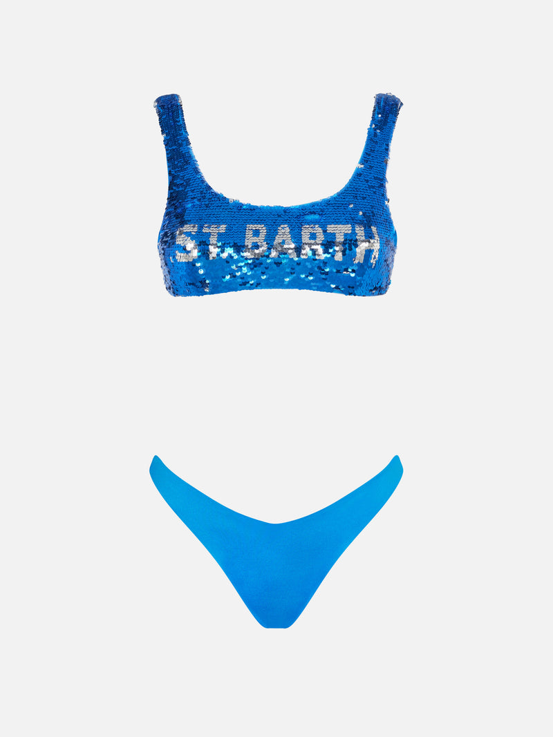 Blauer Bralette-Bikini für Damen