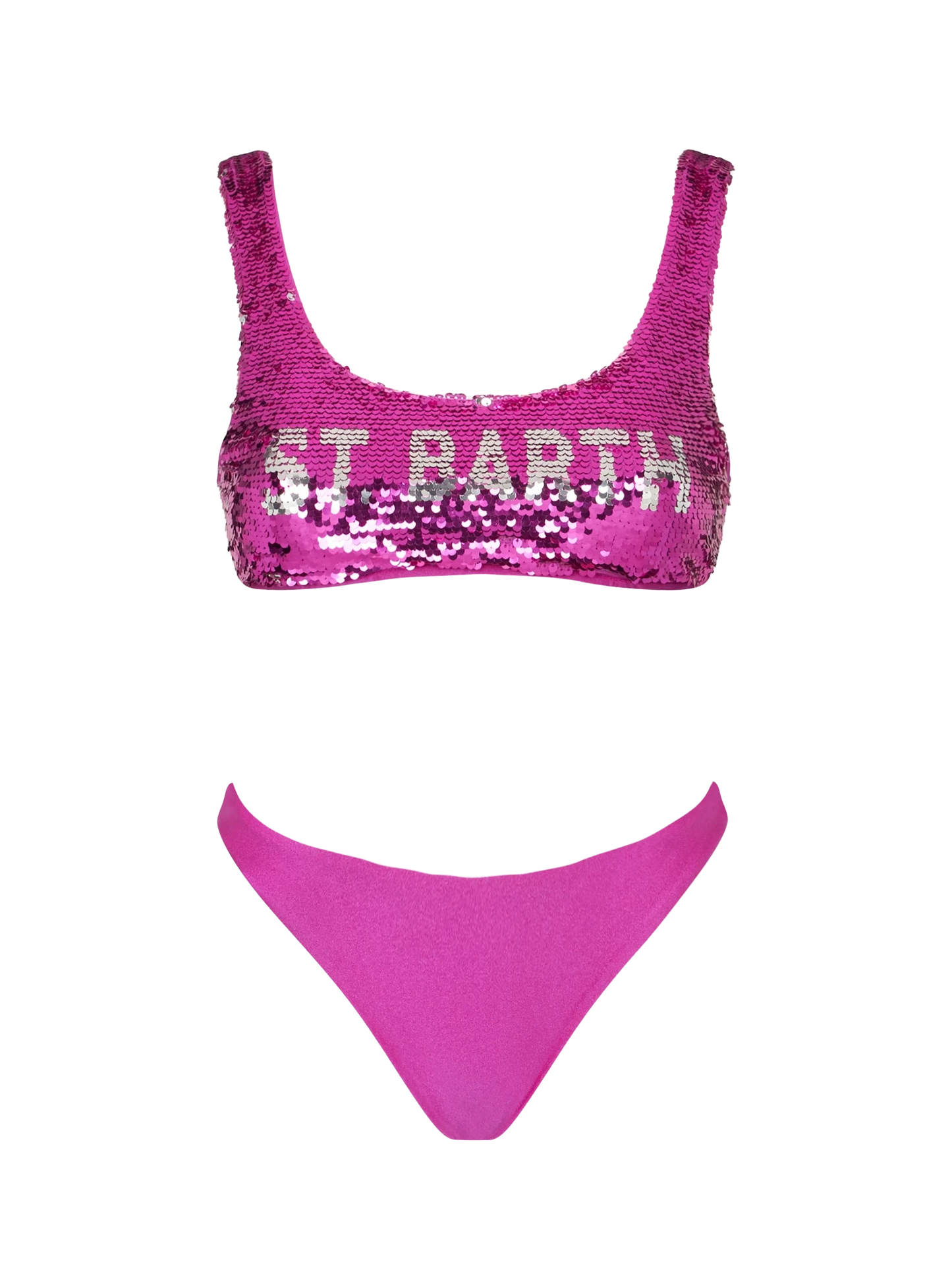 Bikini a bralette da donna in paillettes fucsia