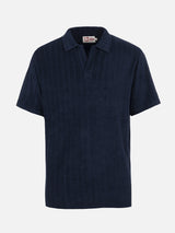 Man ribbed blue terry polo shirt Jeremy