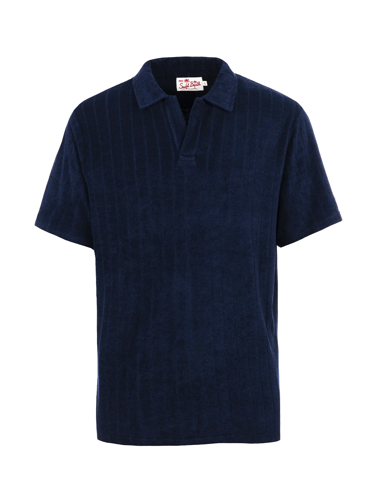 Polo da uomo in spugna blu a costine Jeremy