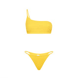 Gelber Damen-Bralette-Bikini mit einer Schulter