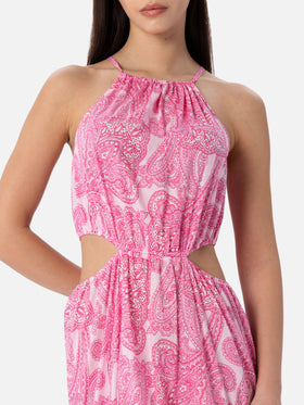 Abito lungo da donna Kaby con dettagli cut-out e stampa paisley