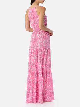 Abito lungo da donna Kaby con dettagli cut-out e stampa paisley