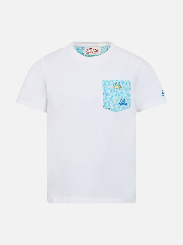 T-shirt da bambino in cotone Kea con taschino stampato