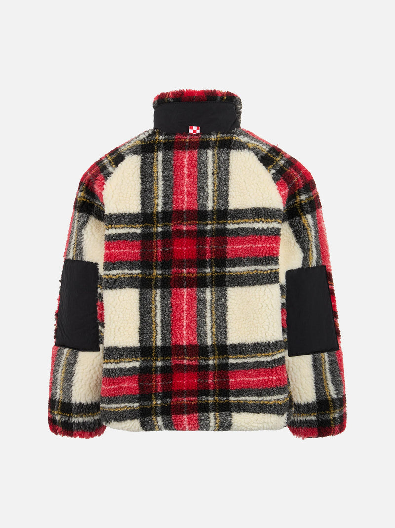 Sherpa-Jacke für Mädchen mit Tartan-Print